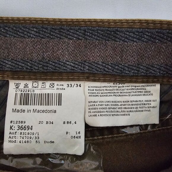 Hiltl The Ultimate Trousers Two Face Button & Zip Fly Brown Corduroy Jeans Sz 33 - Picture 8 of 16